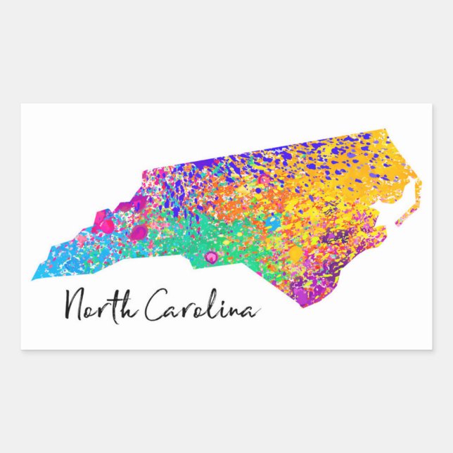 North Carolina Modern Map Sticker (Front)