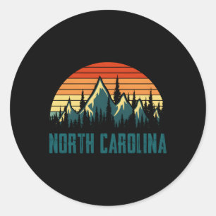 North Carolina Mountains Nature Hiking Style Classic Round Sticker
