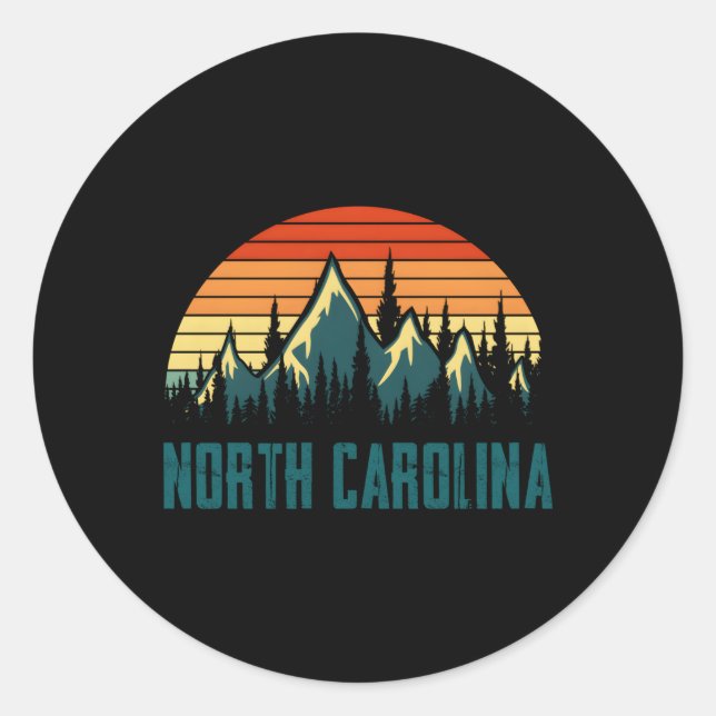 North Carolina Mountains Nature Hiking Style Classic Round Sticker (Front)