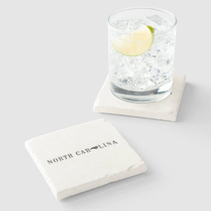 North Carolina Name with State Shaped Letter Stone Coaster