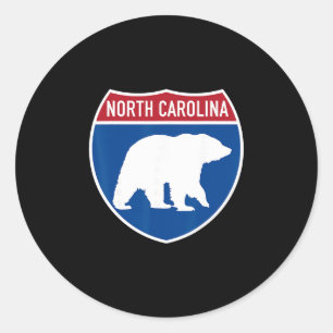 North Carolina Nc Bear Crossing Interstate Highway Classic Round Sticker
