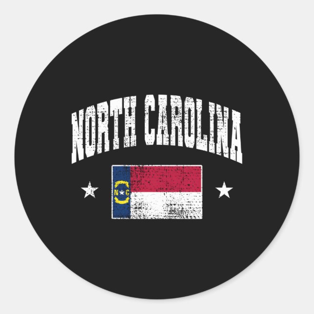 North Carolina Nc Flag Of North Carolina Worn Classic Round Sticker (Front)