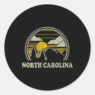 North Carolina Nc T Shirt Vintage Hiking Mountains Classic Round Sticker