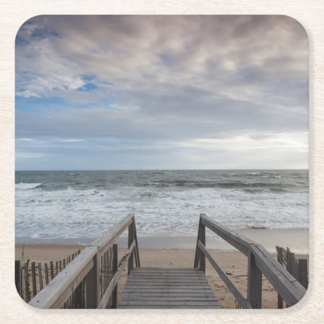 North Carolina, Outer Banks National Seashore 1 Square Paper Coaster (Front)