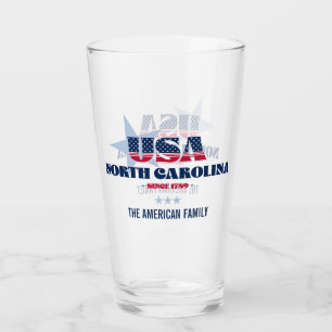 North Carolina Patriotic Pride Personalized Glass