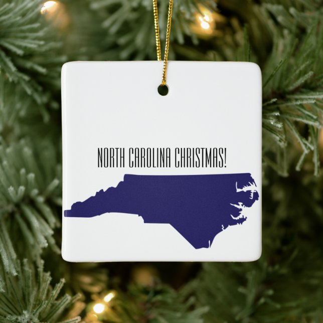 North Carolina Personalized Christmas Ceramic Ornament (Tree)