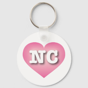 North Carolina Pink Fade Heart - I love NC Keychain
