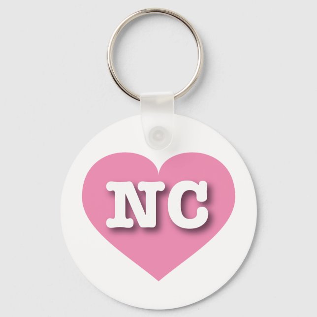 North Carolina Pink Heart - I love NC Keychain (Front)