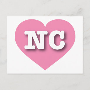 North Carolina Pink Heart - I love NC Postcard