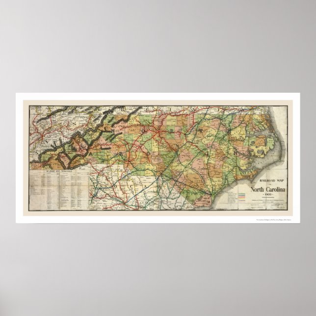 North Carolina Railroad Map 1900 Poster (Front)