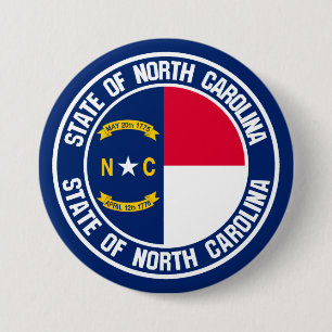 North Carolina Round Emblem 3 Inch Round Button
