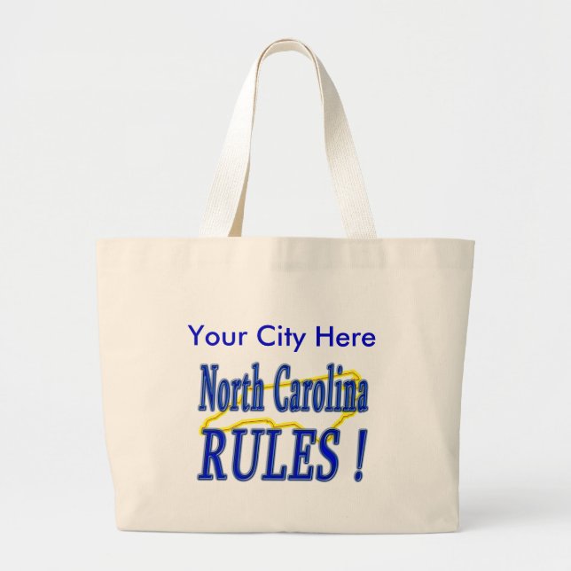 North Carolina Rules ! Large Tote Bag (Front)