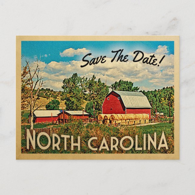 North Carolina Save The Date Farm Barn Rustic Announcement Postcard (Front)