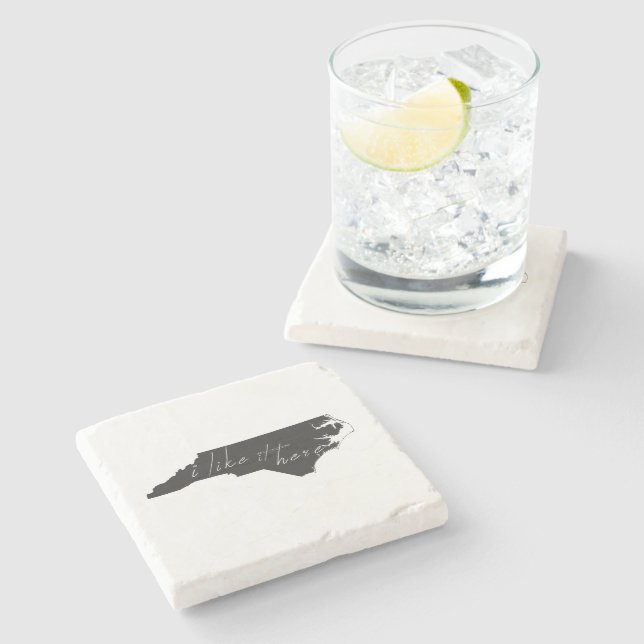 North Carolina Shaped I Like It Here Chalkboard Stone Coaster (Side)