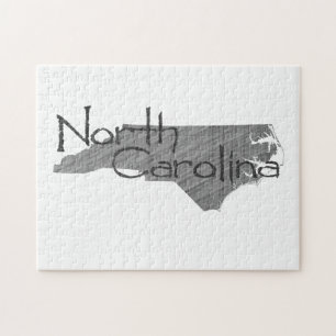 North Carolina Shaped Old Gray Chalkboard and Name Jigsaw Puzzle