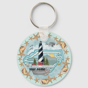 North Carolina Shells Lighthouse  Keychain