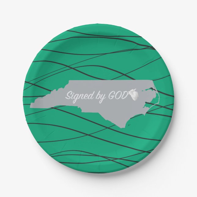 North Carolina ,Signed by God Paper Plate (Front)