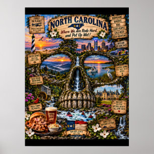 North Carolina Skull Art Print State of Mind