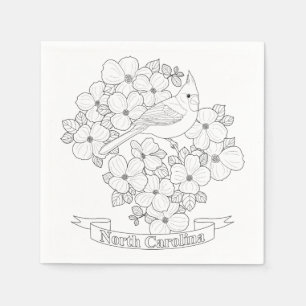 North Carolina State Bird and Flower Colouring Pag Napkin