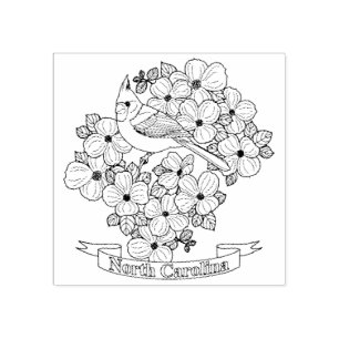 North Carolina State Bird and Flower Colouring Pag Rubber Stamp