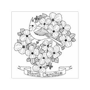 North Carolina State Bird and Flower Colouring Pag Self-inking Stamp