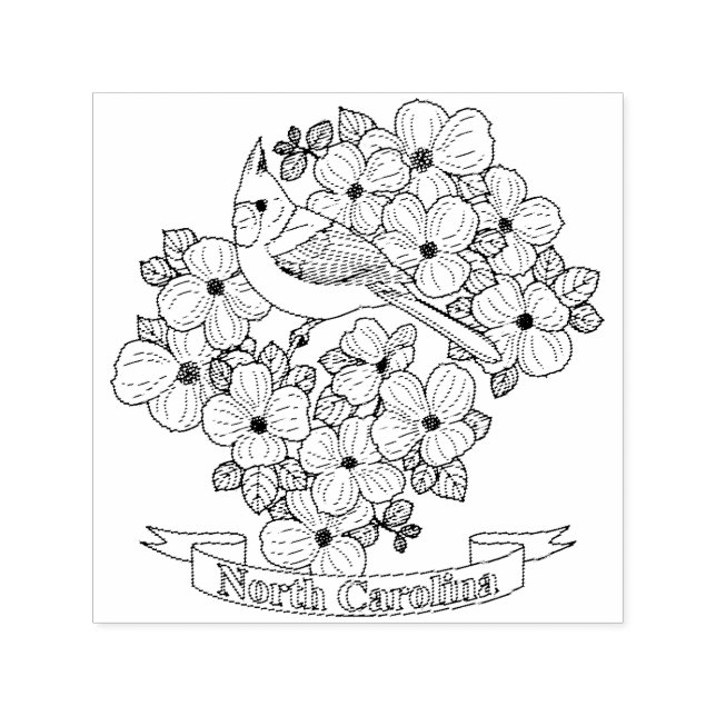 North Carolina State Bird and Flower Colouring Pag Self-inking Stamp (Design)
