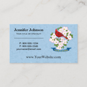 North Carolina State Cardinal Bird Dogwood Flower Business Card