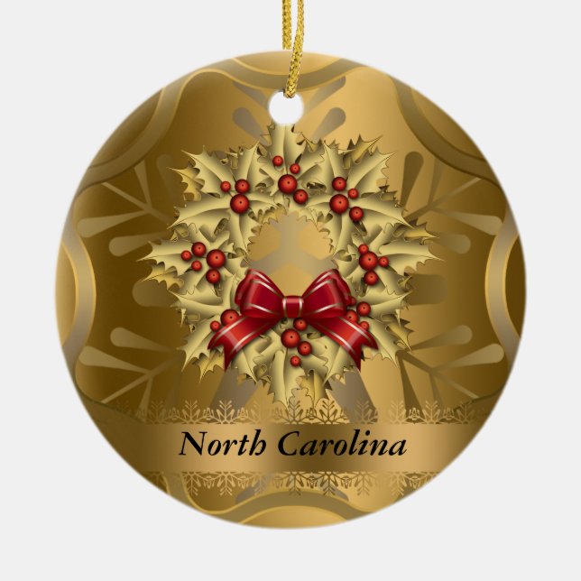 North Carolina State Christmas Ornament (Front)