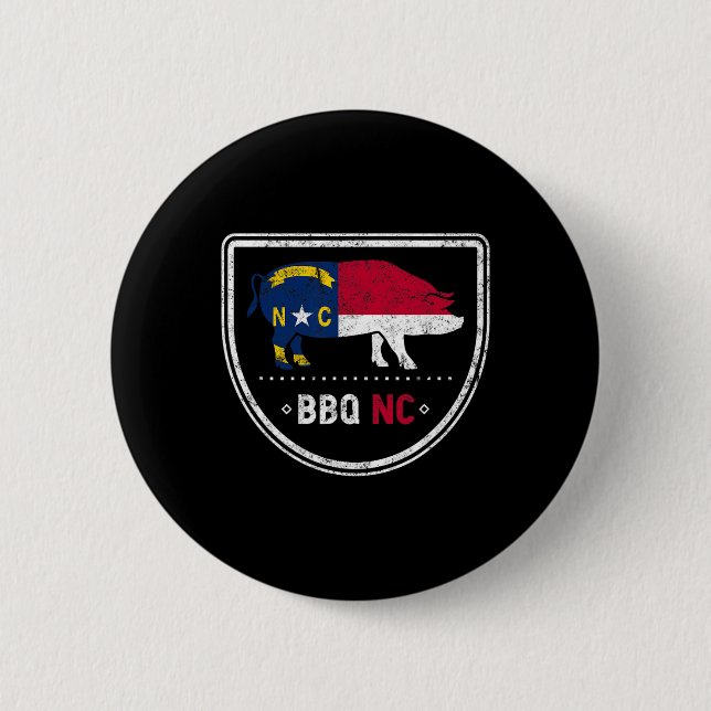 North Carolina State Flag Bbq Nc  2 Inch Round Button (Front)