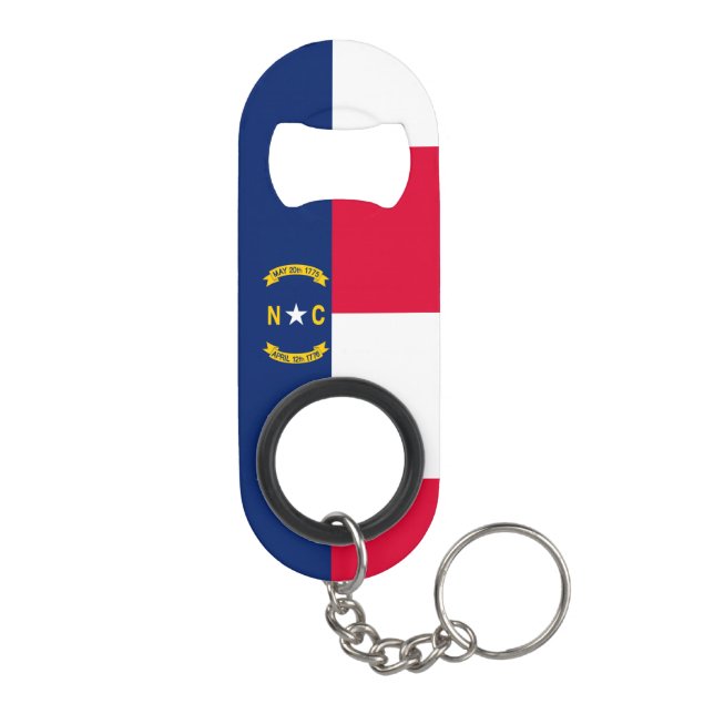North Carolina State Flag Design Keychain Bottle Opener (Back)