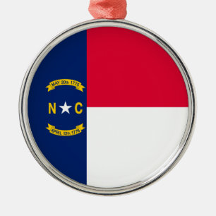North Carolina State Flag Design Metal Ornament