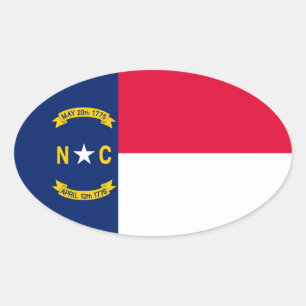 North Carolina State Flag Design Oval Sticker