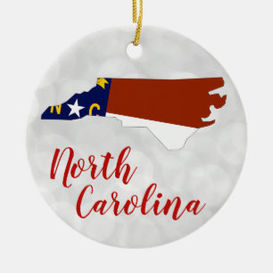 North Carolina State Flag Map Ceramic Ornament