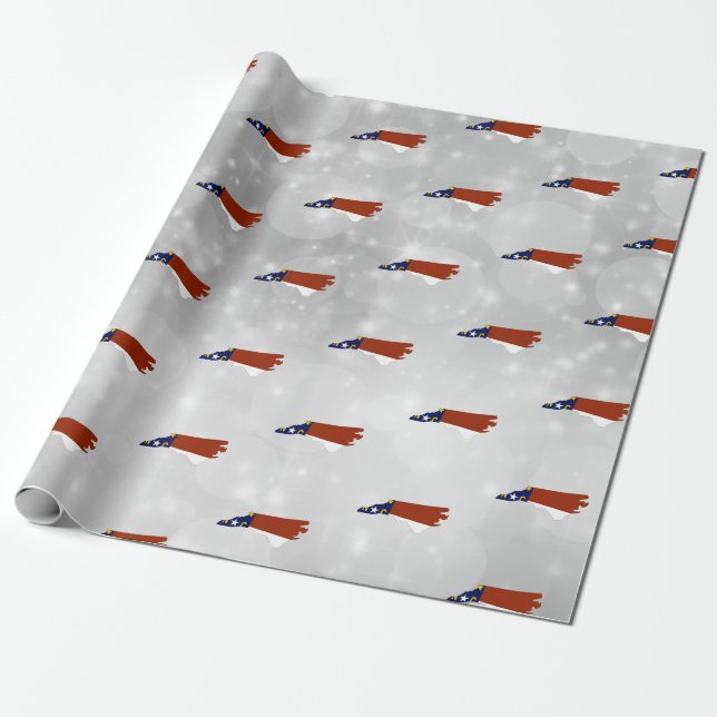 North Carolina State Flag Map Wrapping Paper (Unrolled)