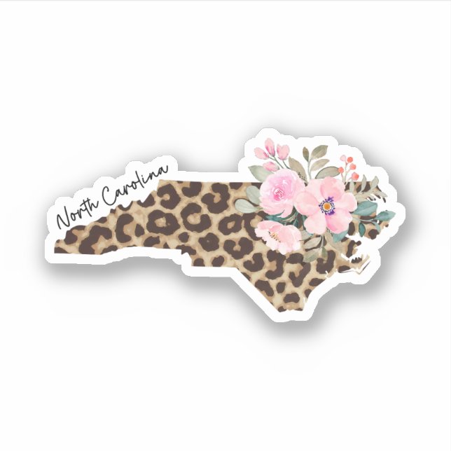 North Carolina State Leopard Print With Flowers (Front)