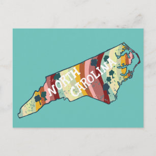 North Carolina State Map Illustrated Bold Colourfu Postcard