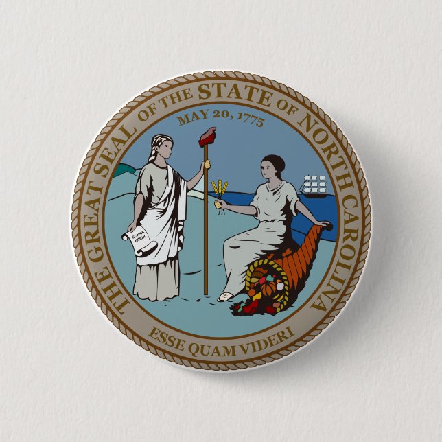 North Carolina State Seal 2 Inch Round Button (Front)