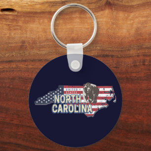 North Carolina State United States Map USA Vintage Keychain