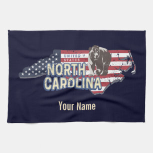 North Carolina State United States Map USA Vintage Kitchen Towel