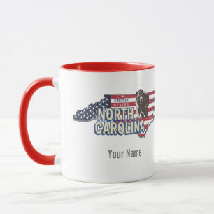 North Carolina State United States Map USA Vintage Mug