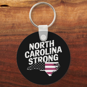 North Carolina Strong With NC State And USA Flag Keychain