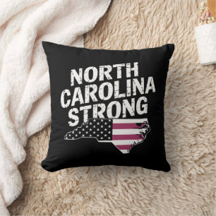 North Carolina Strong With NC State And USA Flag Throw Pillow