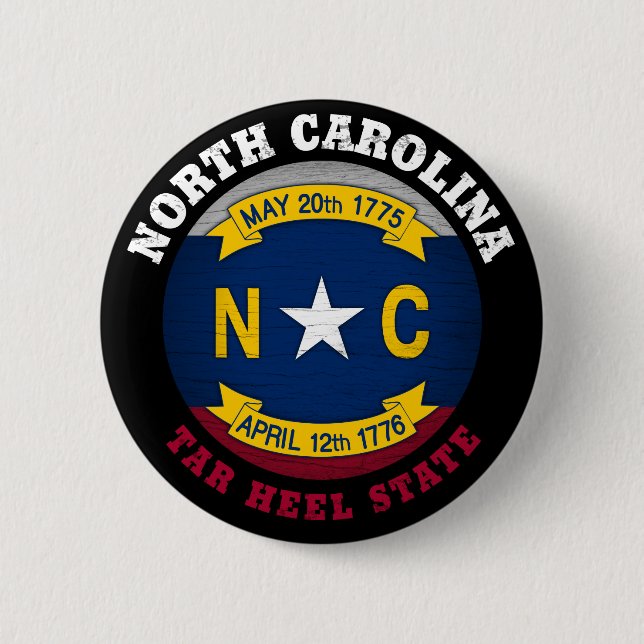 NORTH CAROLINA TAR HEEL STATE FLAG 2 INCH ROUND BUTTON (Front)