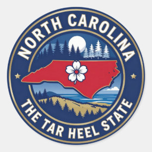 NORTH CAROLINA Tar Heel State Heritage Classic Round Sticker