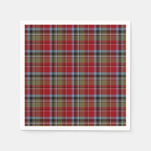 North Carolina Tartan Red Vintage Plaid Napkin (Front)
