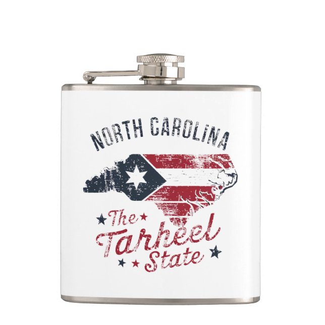 North Carolina The Tarheel State Map Hip Flask (Front)