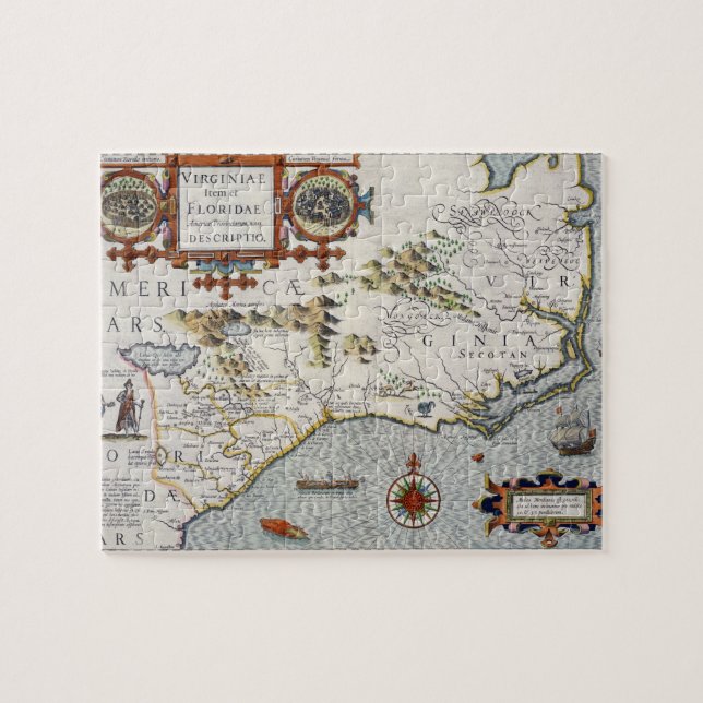North Carolina, titled 'Virginiae item et Floridae Jigsaw Puzzle (Horizontal)