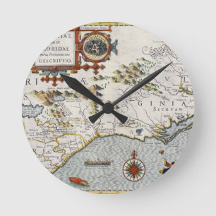 North Carolina, titled 'Virginiae item et Floridae Round Clock