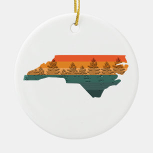 North Carolina Tree Silhouette Ceramic Ornament