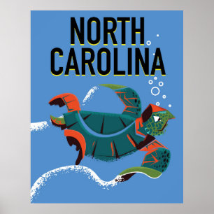North Carolina vintage travel poster. Poster